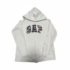 GAP ジップパーカー ホワイト Y2K アメリカ国旗 - メルカリ