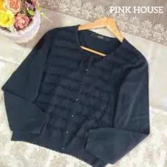 ピンクハウス PINK HOUSE　ピコフリル　リボン　カーディガン　黒のサムネイル
