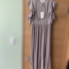 フリル袖 グレー ワンピース