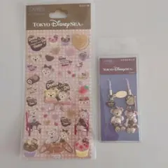 ダッフィー & シェリーメイ ペアストラップ シール　バレンタイン　ホワイトデー