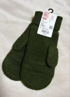 【新品】ユニクロ ヒートテックライニングミトン スフレヤーン Lサイズ オリーブ