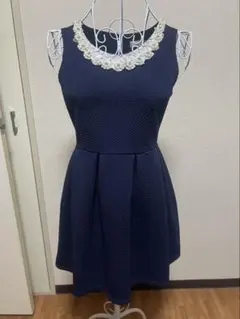 【dazzy】ビジューカラーモチーフ付ノースリーブフレアミニドレス【M】