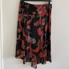 ARTISAN　9号　花柄スカート　シルク　赤