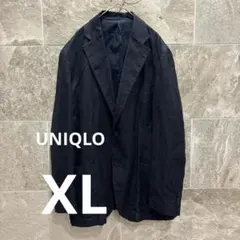 ユニクロ コットンリネン テーラードジャケット XL 濃紺 綿麻 背抜き　春夏