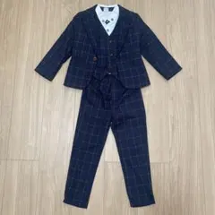 フォーマルスーツ ネイビーチェック 110cm 4点セット