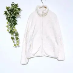 ユニクロ　UNIQLO　フリースジャケット　ボア　美品　S　白　モコモコ　極暖
