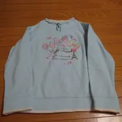 エッフェル塔プリント水色トレーナー 100cm