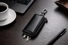 本革 スマートキーケース コンパクト 車キー 鍵収納 ブラック