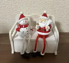 ナチュラルキッチンクリスマス　サンタ雪だるまボックスベンチ足ぶら人形カントリー