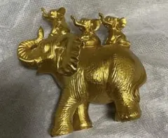 ✨【四頭の母と子の象／ゴールデン】金運・家庭運アップ 風水オブジェ✨