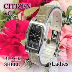 良品＆希少 CITIZENレディース腕時計クロスシーxCブラックシェル黒貝殻のサムネイル