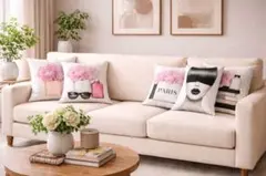 レトロ　モダン お花　コスメ　大人　　クッションカバー　在庫処分　２枚