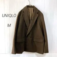 UNIQLO ダブルジャケット 千鳥 ウール混 M 軽量素材
