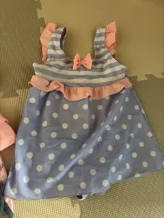 女の子用水着 ワンピース 水色 水玉