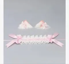 B027］ぬい服 桜 いちご ねこ耳 ヘッドドレス+天使の羽 ホワイト