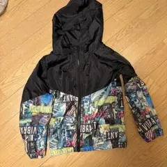総柄プリント ジップアップジャケット フード付き