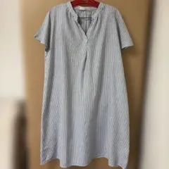 ストライプ 半袖シャツワンピース M