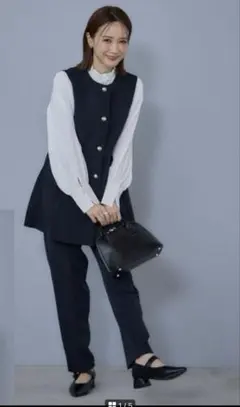 【新品タグ付き】しまむら 田中里奈　ペブラムジレ ネイビー　M