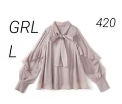 420 GRL グレイル ボウタイオーガンジーフリルブラウス