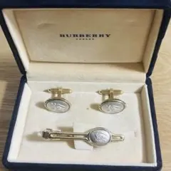 バーバリー ネクタイピン カフリンクス ホースロゴ ビジネス シルバー×ゴールド