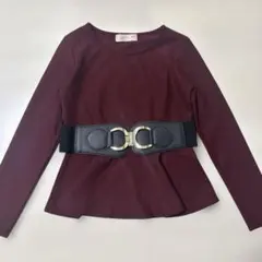 b*a様 ペプラムトップス ワインレッド系× 黒ベルト set