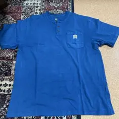 Carhartt 青 L ヘンリーネック Tシャツ