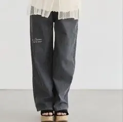 しまむら＊アンジュシャルム 刺繍デニム ワイドパンツ＊辻希美のサムネイル