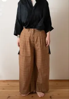 ☆新品☆ブノン BUNON カディシルク ワイドベルトパンツ／M ホワイト