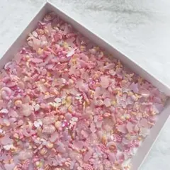 【50個】ピンク素材mix　ネイルパーツ　デコパーツ まとめ売り　量産　ゆめかわ