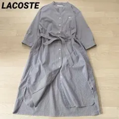 ラコステ チョークストライプ シャツワンピース 7分袖 36