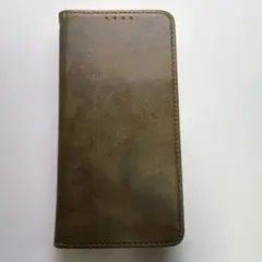 iPhone14用 手帳型スマホケース カーキ