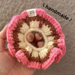 ピンクブラウン·͜·シュシュ‪ ハンドメイド‪ 編み物‪ かぎ針編み 毛糸197