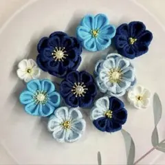 ちりめん花パーツ 端午の節句　吊るし飾り　名前旗　羽子板　子供の日　男の子