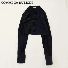 【コムサデモード】　ブラウス　黒　クロップド丈　長袖　とろみ　訳あり