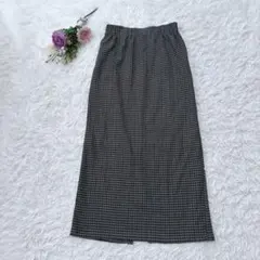 グローバルワーク ロングタイトスカート ギンガムチェック 薄地 黒 茶系