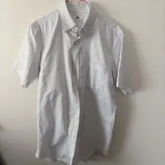 UNIQLO 半袖ボタンダウンシャツ ストライプ L