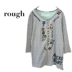 ラフ レーシングプリント刺繍チュニック グレー M相当　カジュアル　リラックス