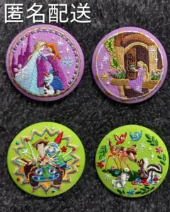 ディズニー　刺繍缶バッジ【アナ雪】【ラプンツェル】【トイストーリー】【バンビ】