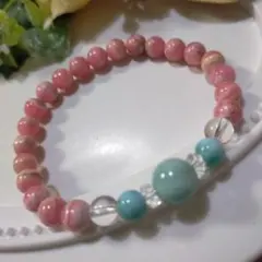 天然石ブレスレット　ラリマー　インカローズ