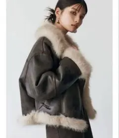 【MURUA】アンイーブンショートフェイクムートンジャケット