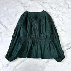 マカフィー　トゥモローランド　ピンタックブラウス　コットン100%　深緑　36