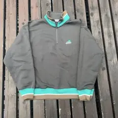 CONVERSE ハーフジップスウェット グレー/ターコイズ