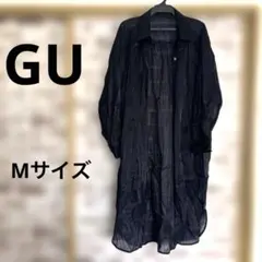 GU ロングブラウス　アウター　サイズM ブラック　透け感シワ感が涼しげのサムネイル