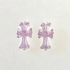 ネイルパーツ 十字架 大2個セット クロスパーツ クリアピンク