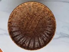 籐製円形バスケット ブラウン