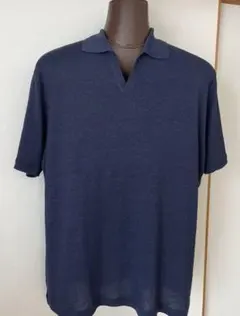 Ermenegildo Zegna リネン混 スキッパーニットポロ ネイビーのサムネイル