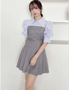 dazzlin チャコールグレー レイヤードシャツミニワンピース