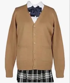 カーディガン カーキ ベージュ 茶色 制服 jinghuiyue