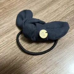 【匿名配送】スエード調 ノットヘアゴム ネイビー