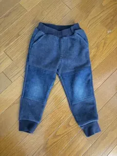 デニム風ダークブルー フリース裏地 パンツ キッズ服 ベビー服 ズボン
